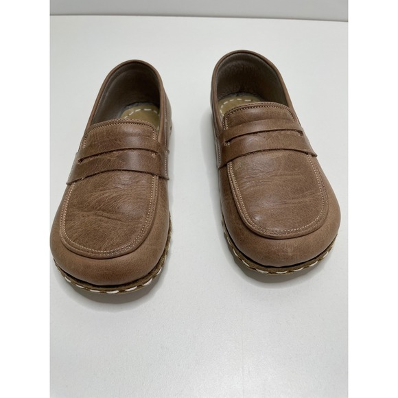 Handmade Leather Loafers Womens Slip On Comfort Shoes Brown Casual Size 8.5 - Picture 3 of 12